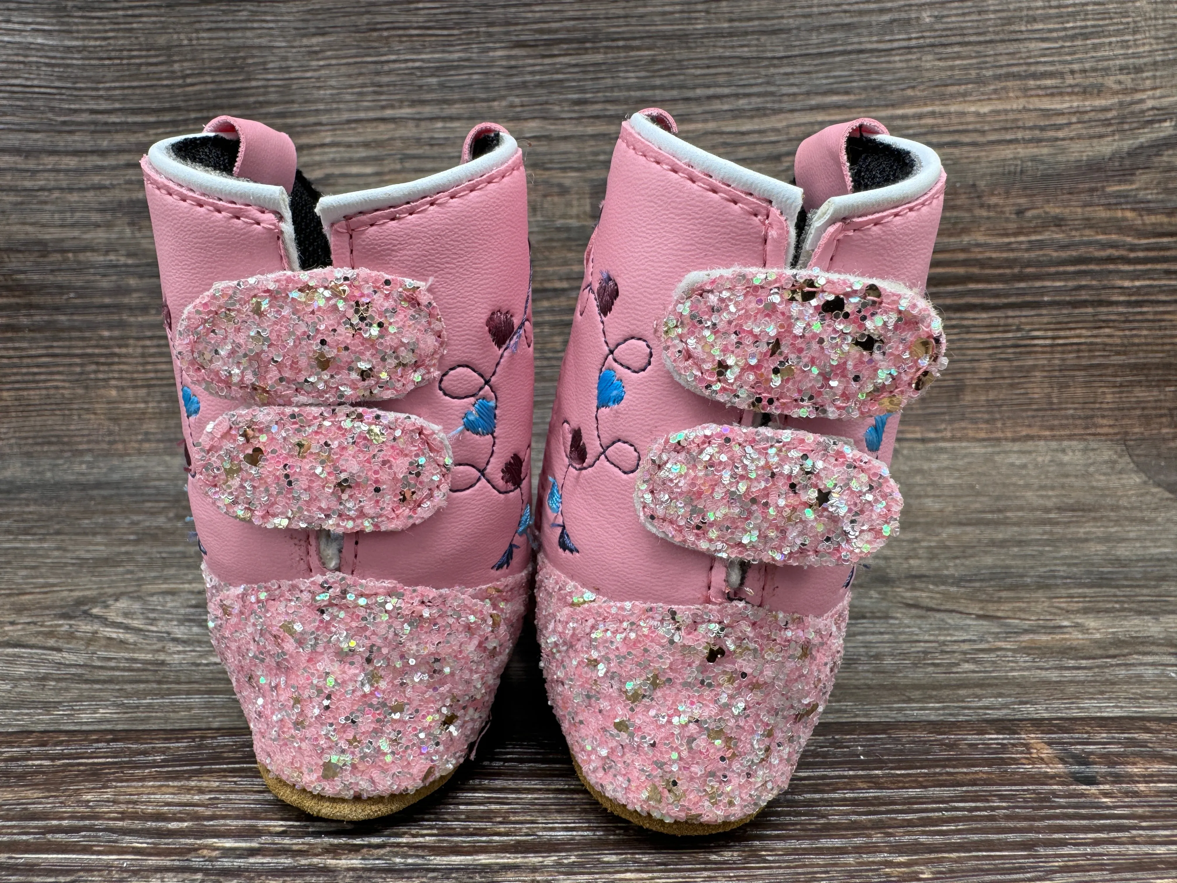 10150 Infant & Toddler Poppet Pink Glitter Booties by Old West