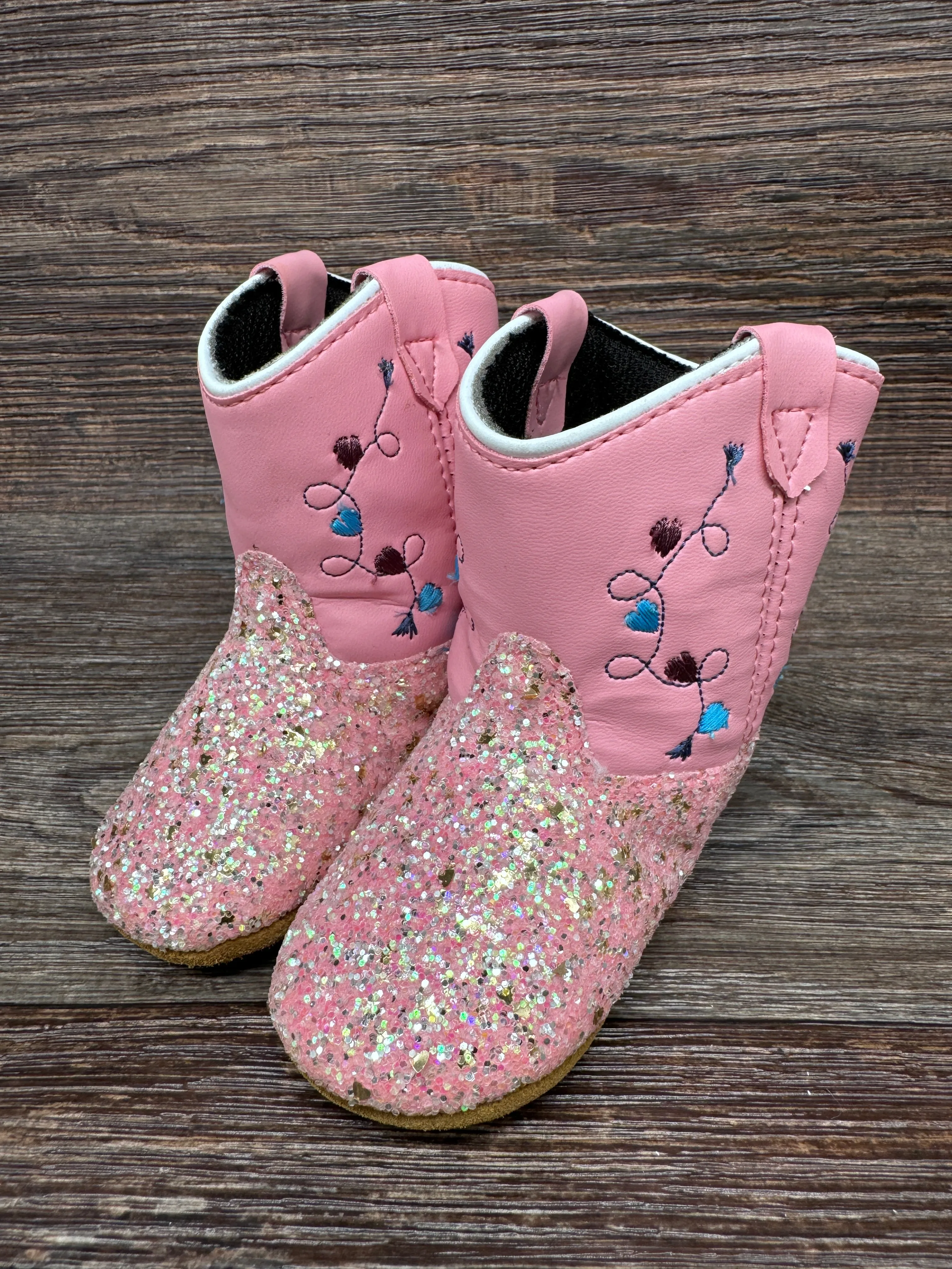 10150 Infant & Toddler Poppet Pink Glitter Booties by Old West