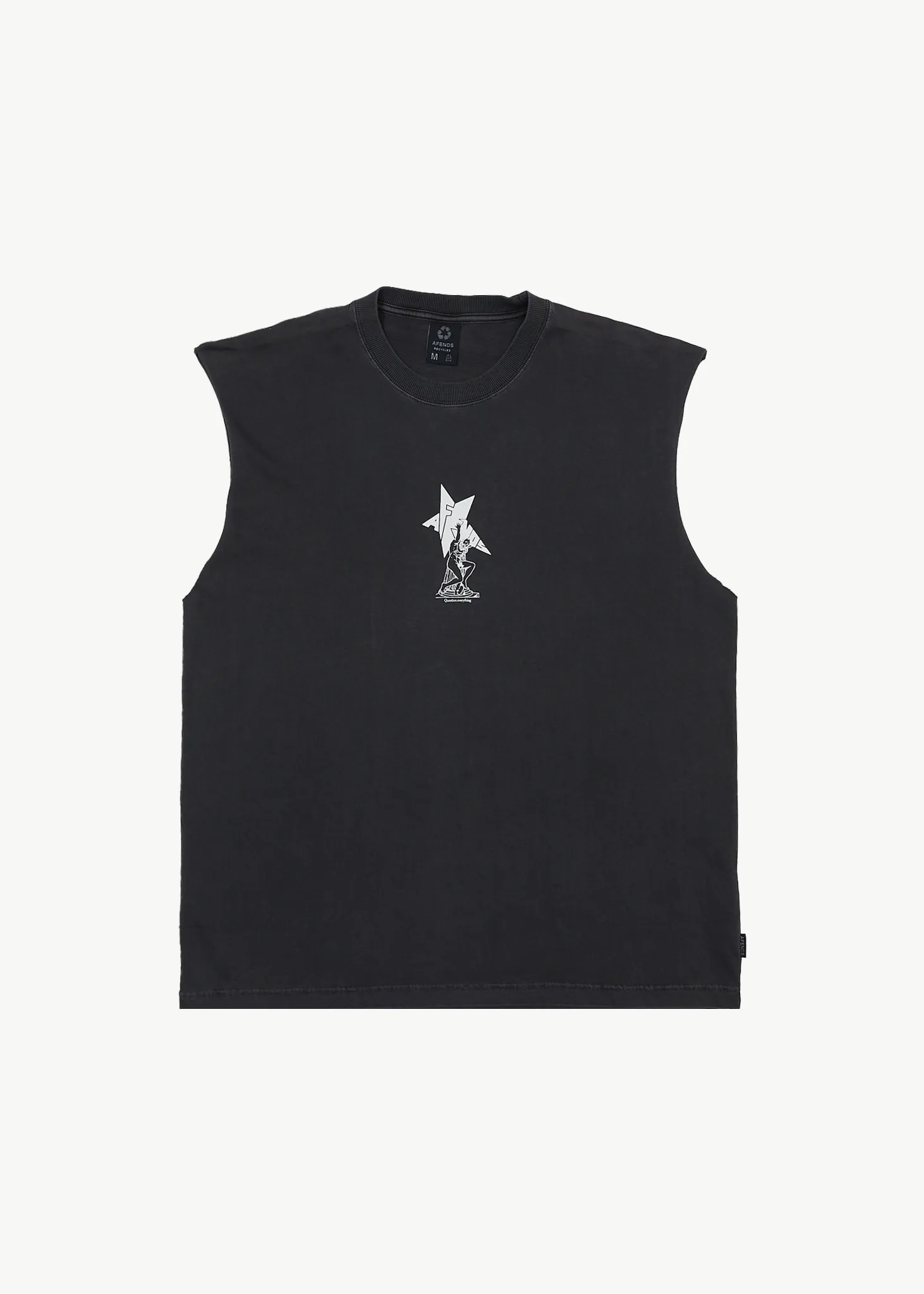 AFENDS Mens Statue - Sleeveless Tee - Stone Black