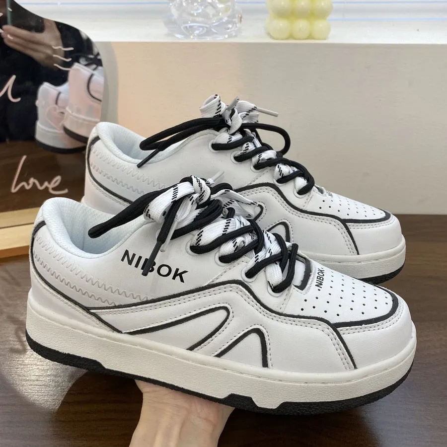 Amozae-- Black Friday   2024 New Women Sport Shoes Platform Sneakers Ladies Vulcanized Shoes Designer New Lace Up Breathable Sneakers Flat Shoes Size 44