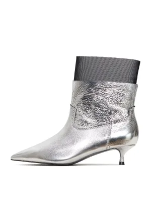 Ankle Boots with Kitten Heel Rhodopis - Metallic Silver