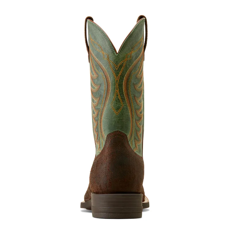 'Ariat' Men's 11" Amos Western Square Toe - Brown / Green