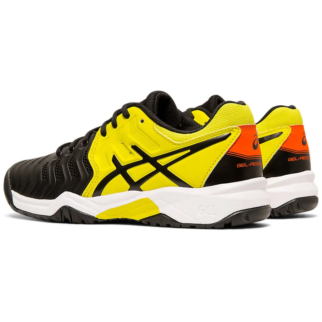 Asics Gel Resolution 7 GS Black Yellow Juniors Tennis Shoes