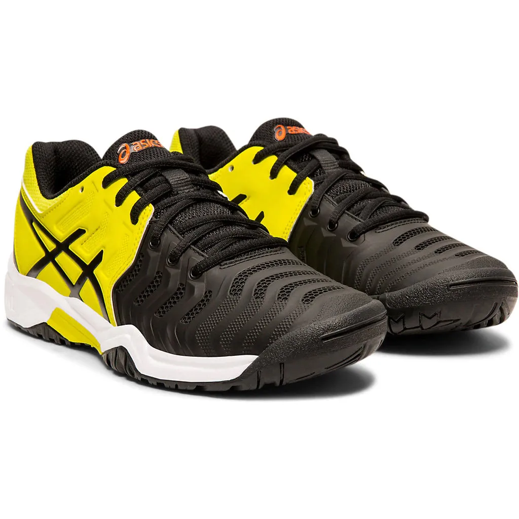 Asics Gel Resolution 7 GS Black Yellow Juniors Tennis Shoes