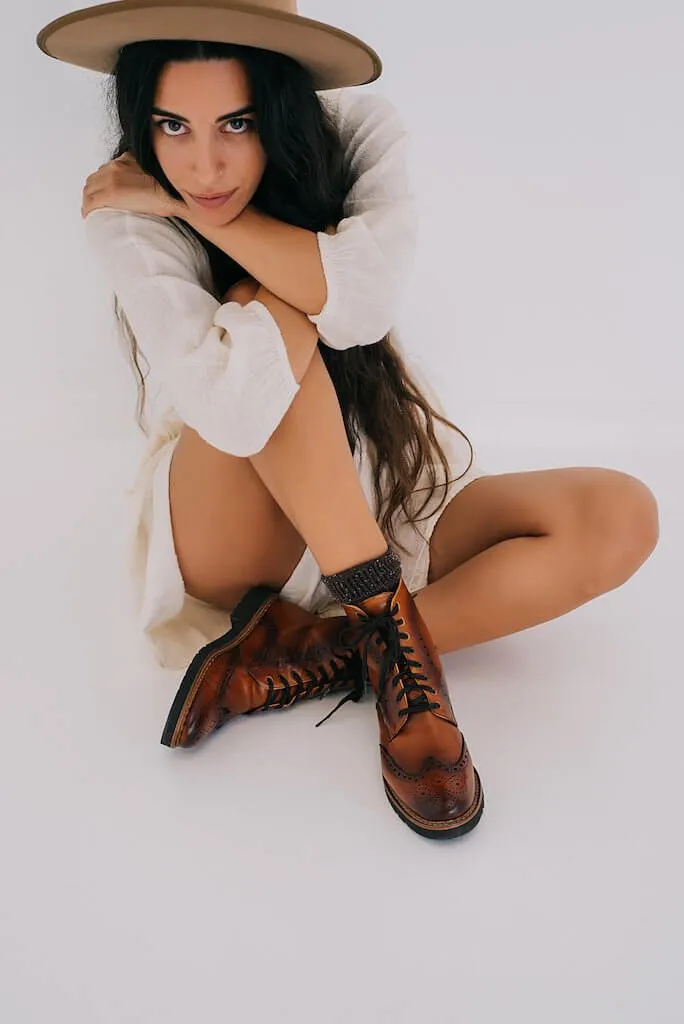 Aurora Lace-up Brogue Boots - Cognac Leather