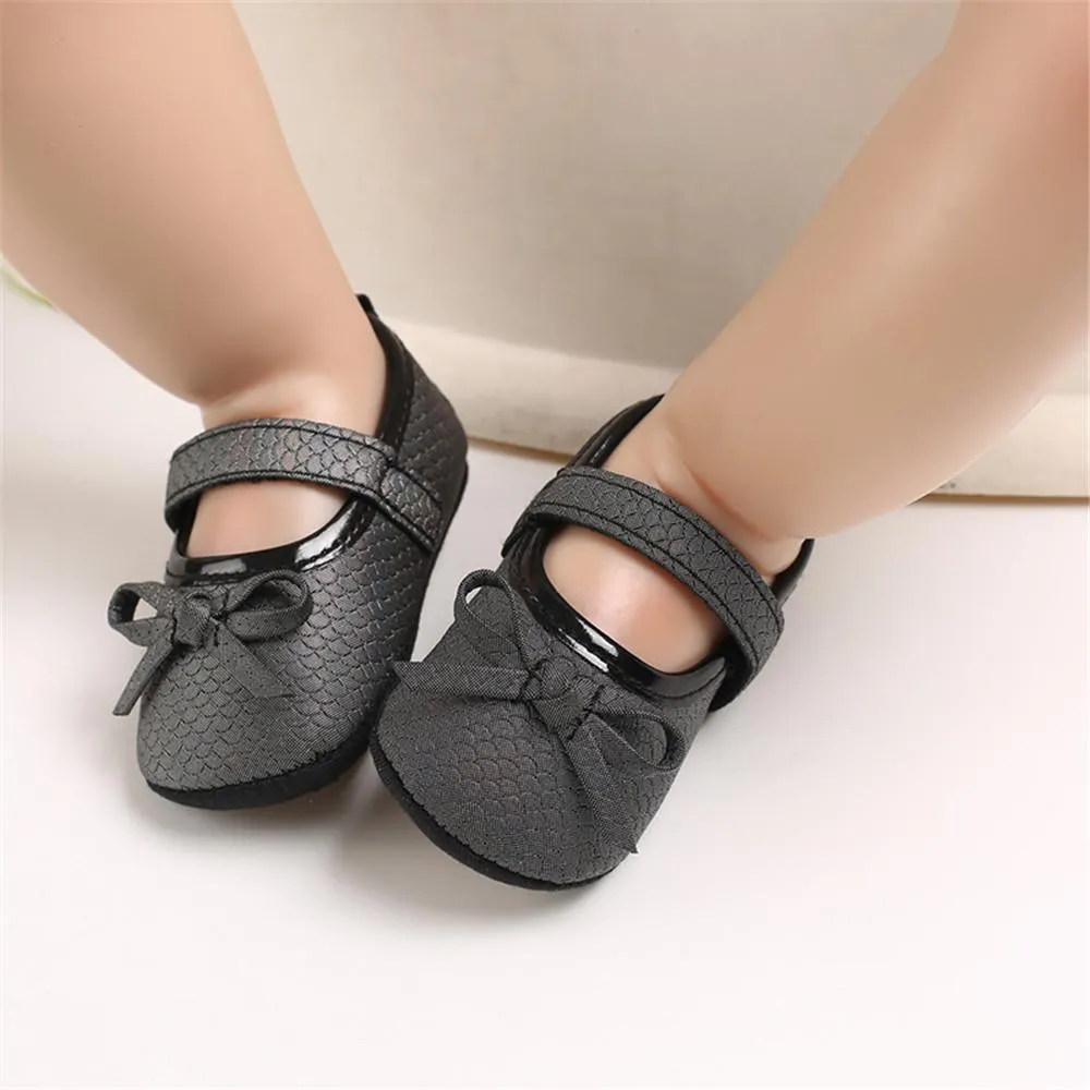 Baby Princess Bow Solid Magic Tape Flats Wholesale Infant Shoes