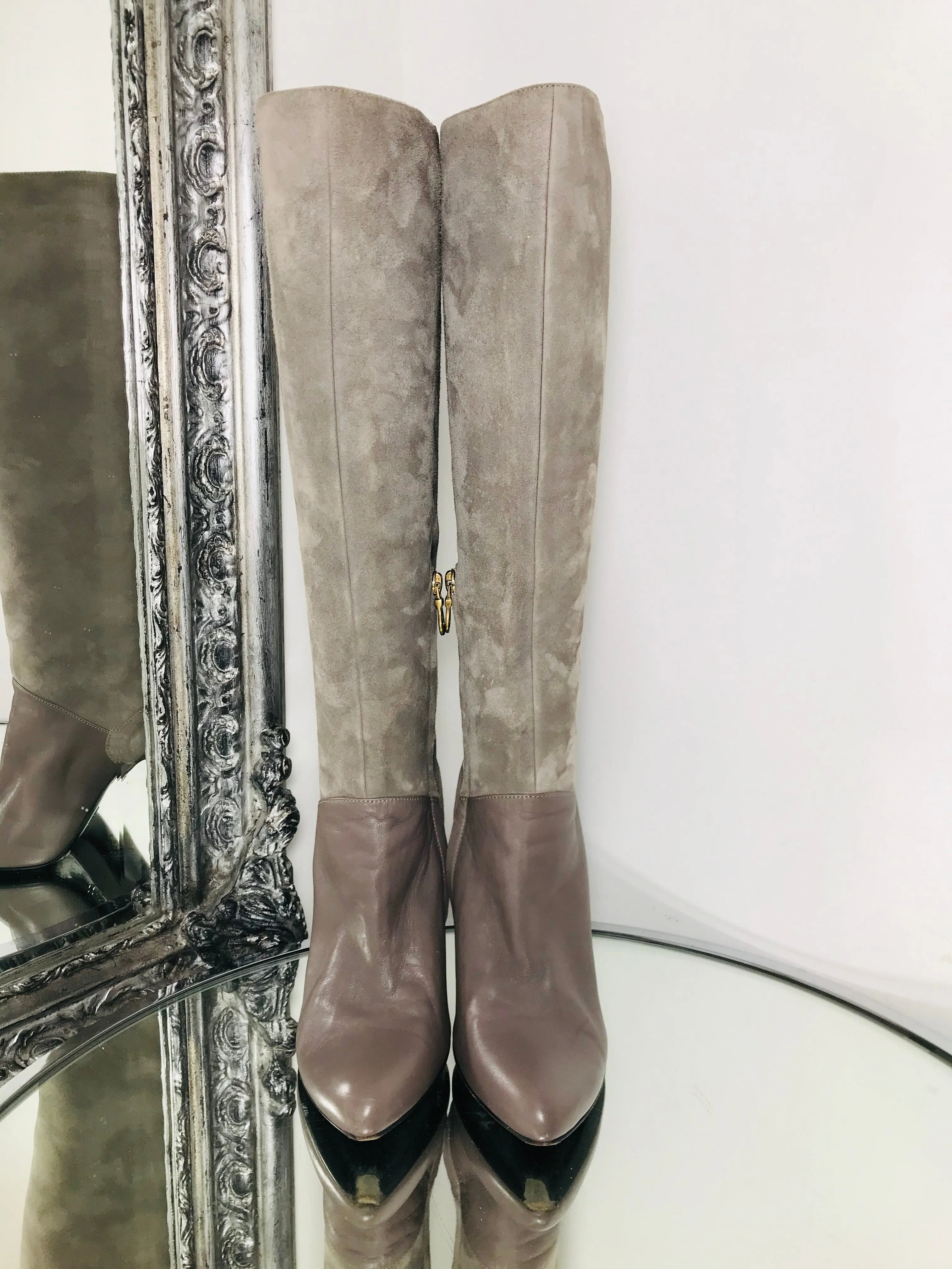 Bally Suede & Leather Knee High Boots. Size 38