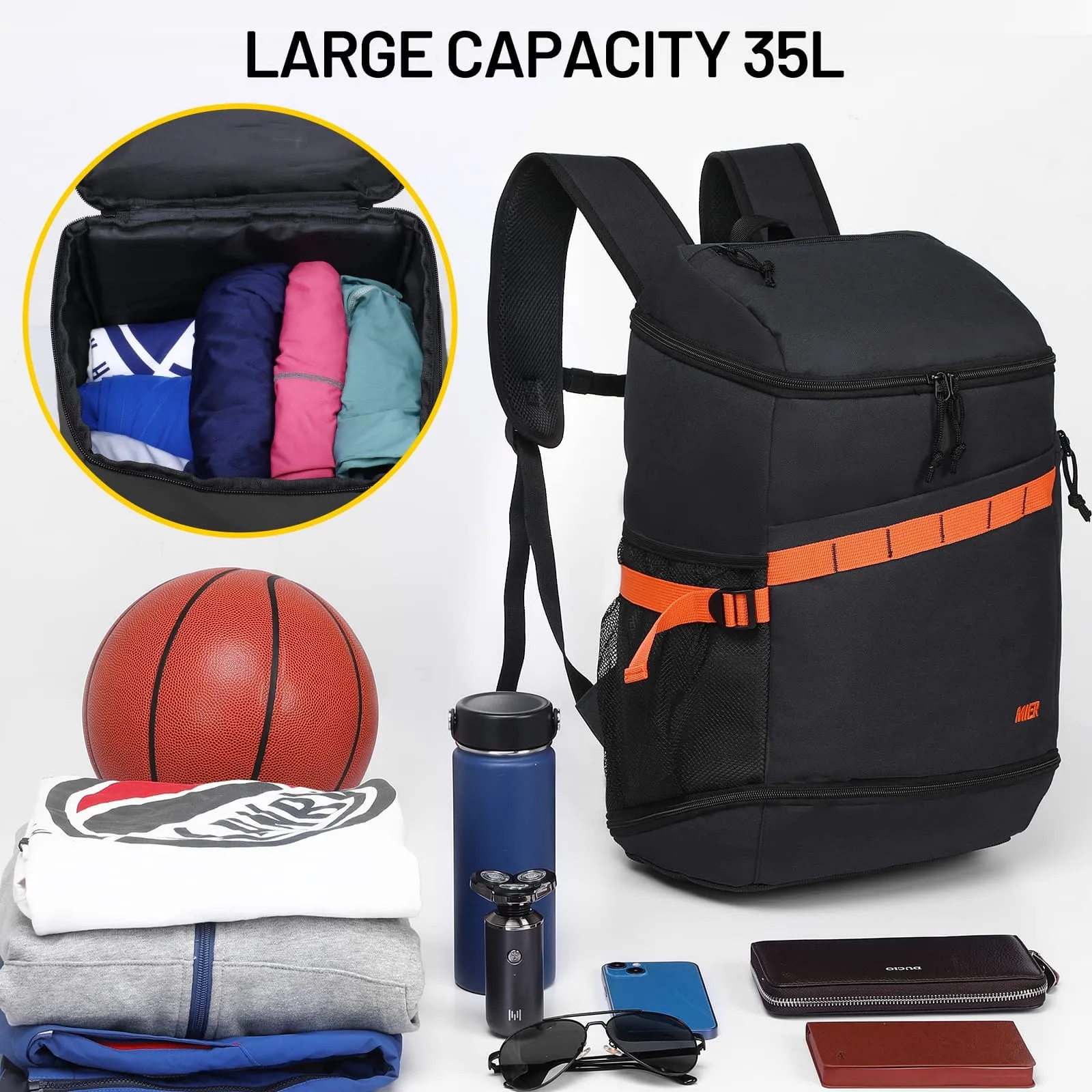 Basketball Backpack Sports Bag with Ball Compartment