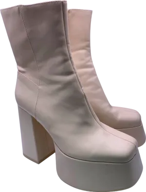 Bershka Beige Platform Block Heel Boots EU 41