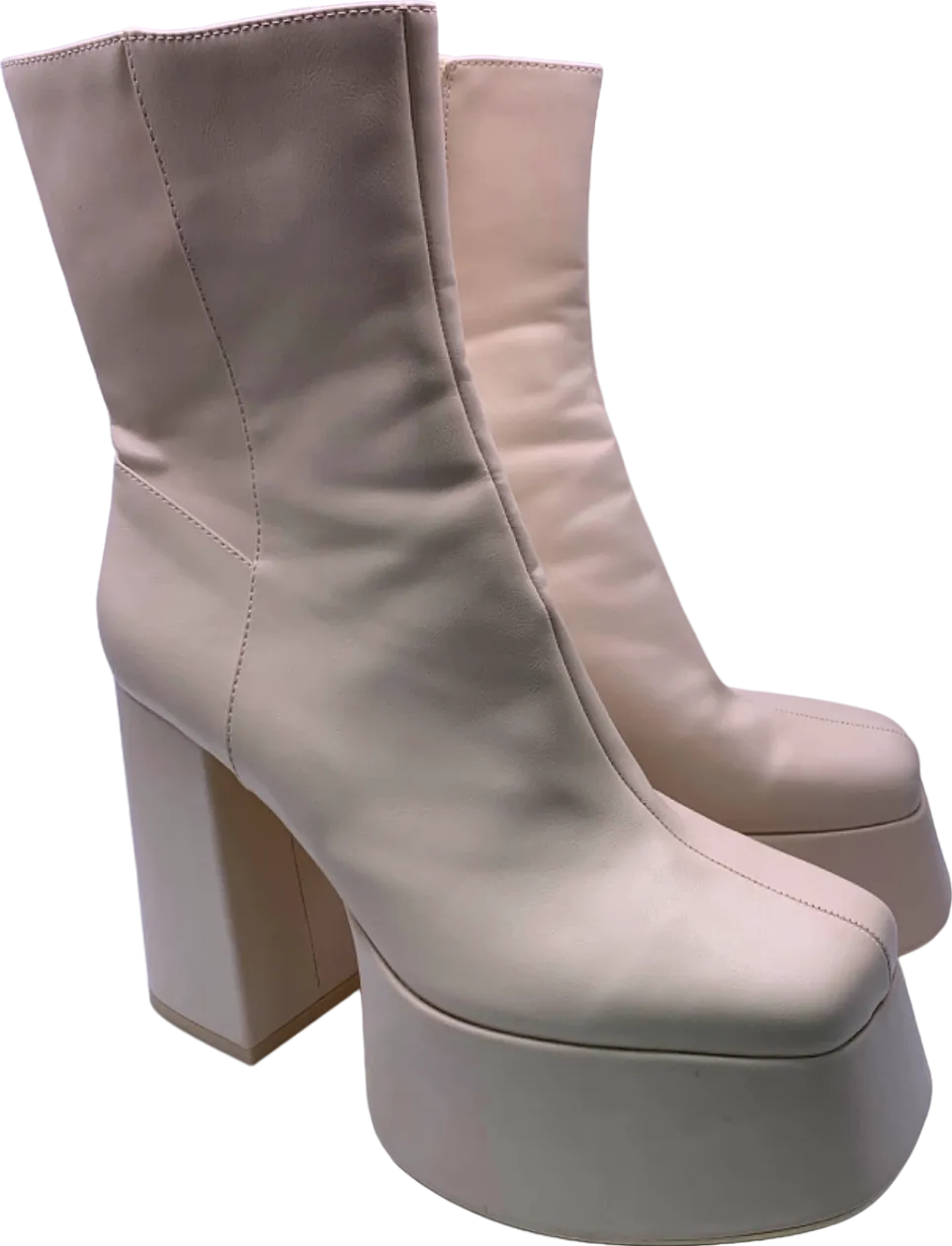 Bershka Beige Platform Block Heel Boots EU 41