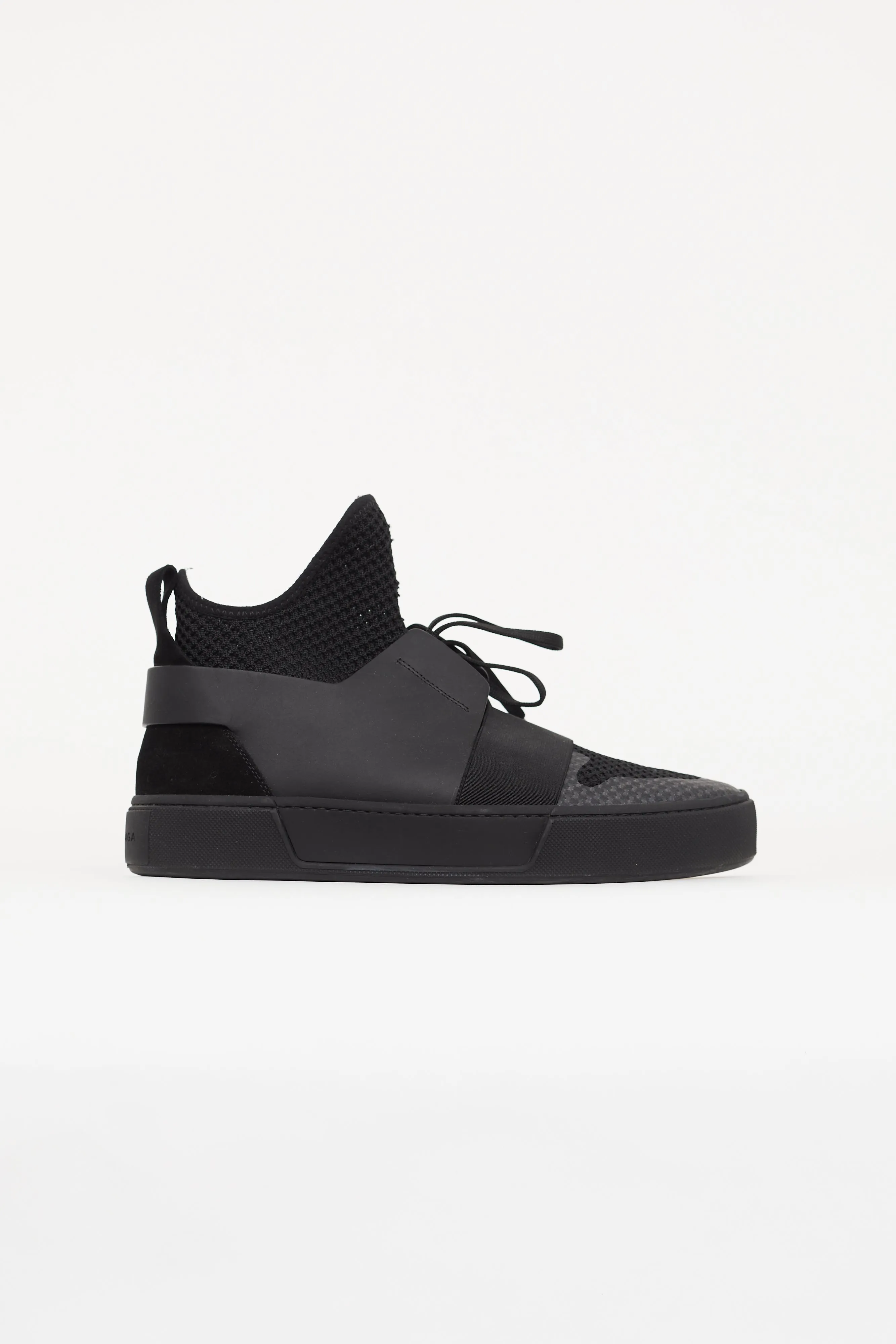 Black Knit Elastic High Top Sneaker