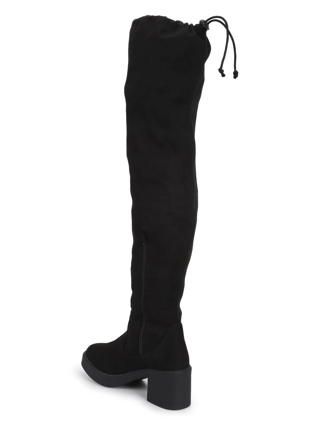 Black Suede Block Long Boots (TC-ST-1262-BLK)