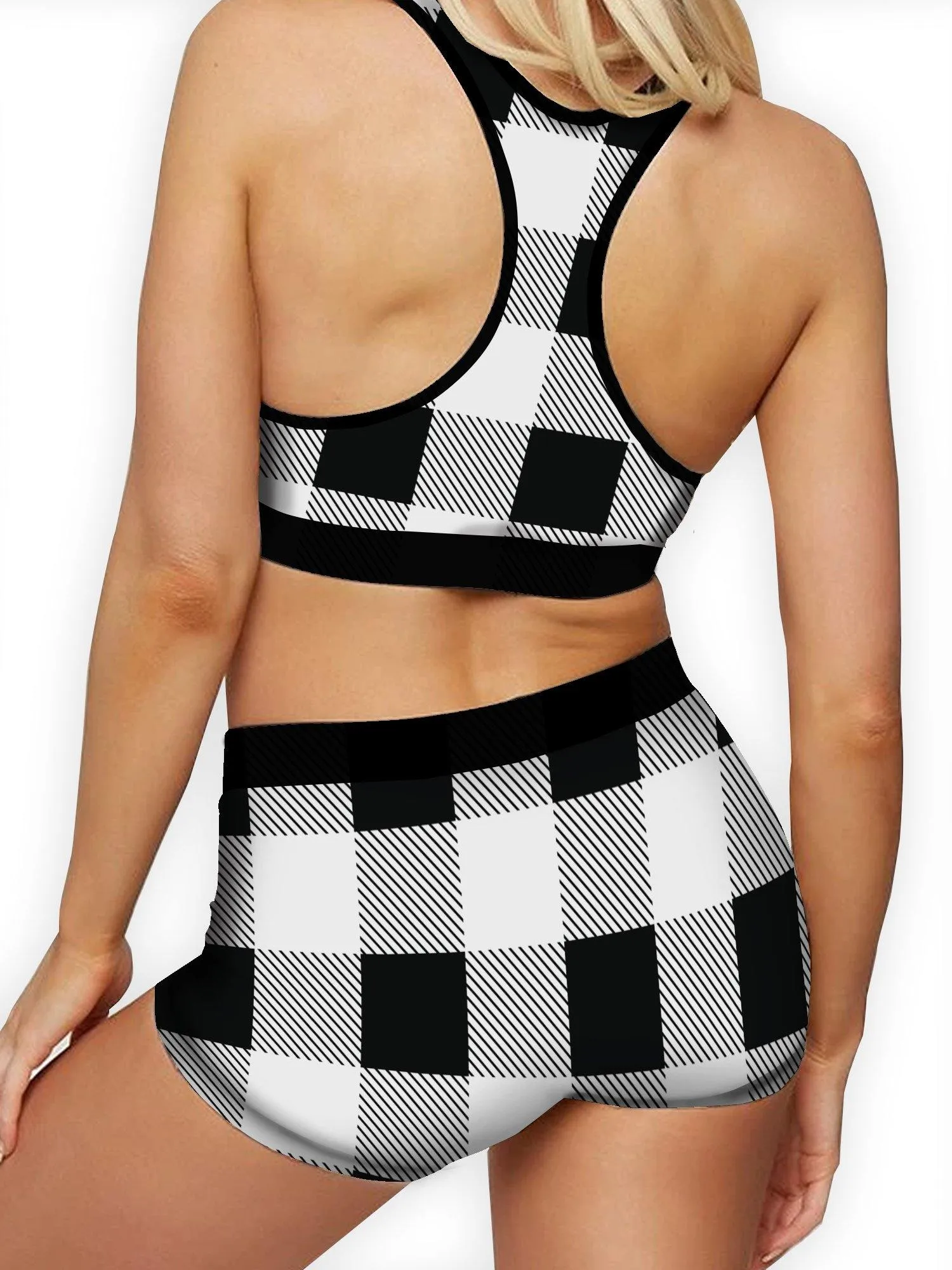 Black White Plaid Ellie Sports Bra