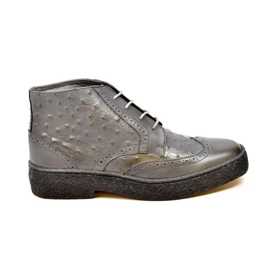 British Walkers Playboy Wingtip Limited Men's Ostrich Leather High Top Boots