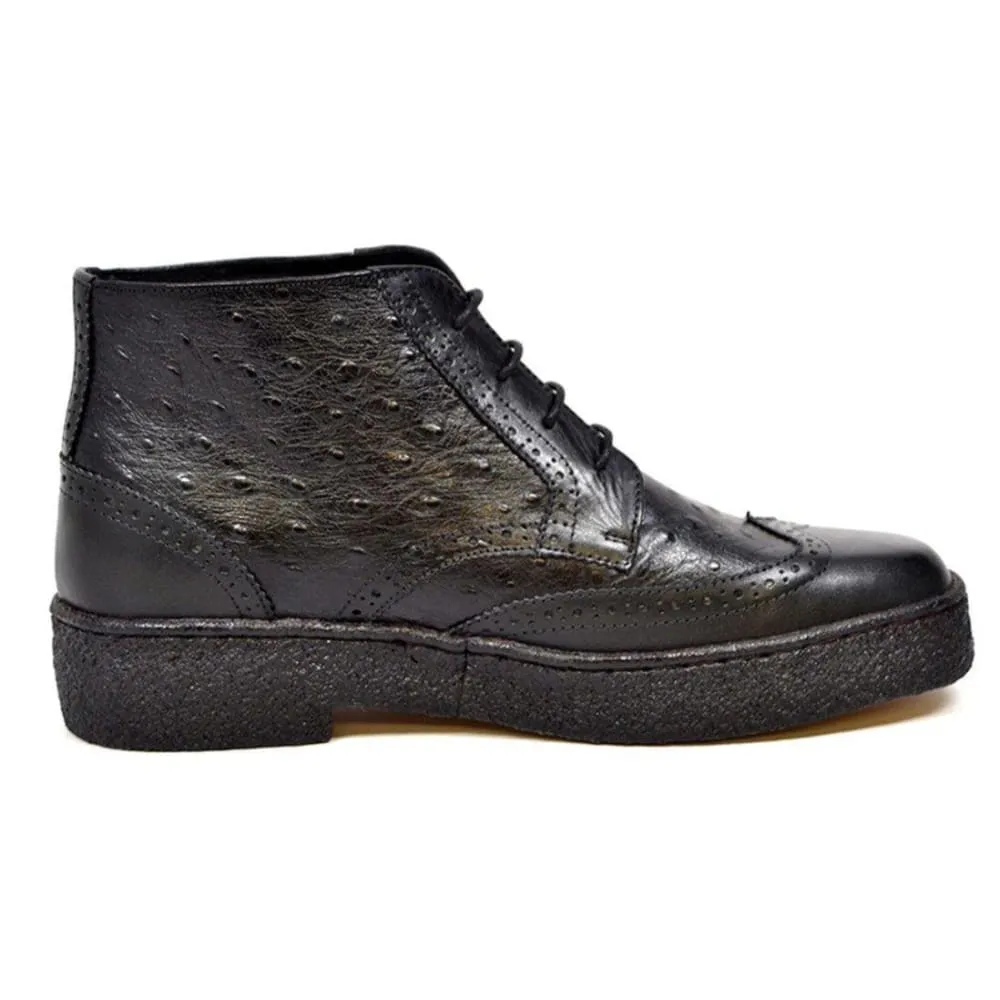 British Walkers Playboy Wingtip Limited Men's Ostrich Leather High Top Boots