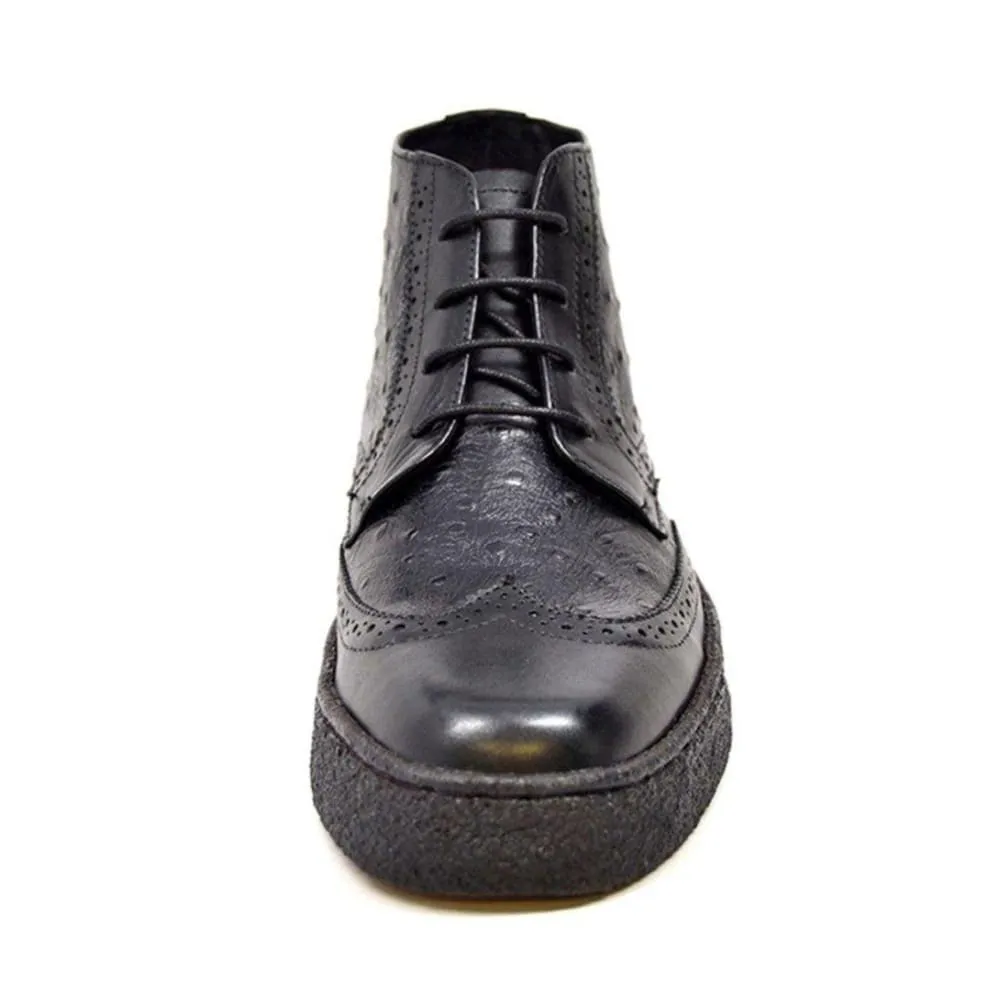 British Walkers Playboy Wingtip Limited Men's Ostrich Leather High Top Boots