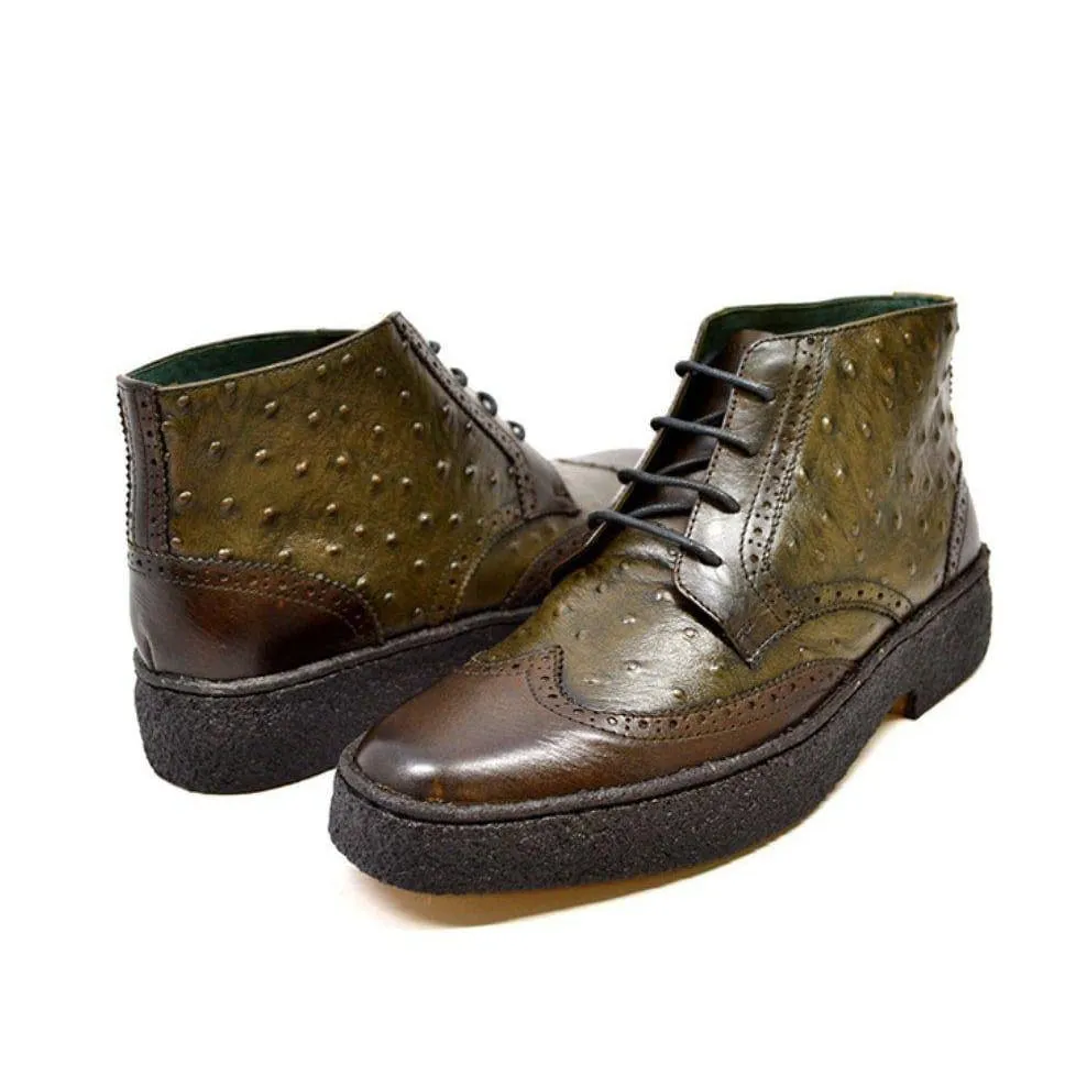 British Walkers Playboy Wingtip Limited Men's Ostrich Leather High Top Boots