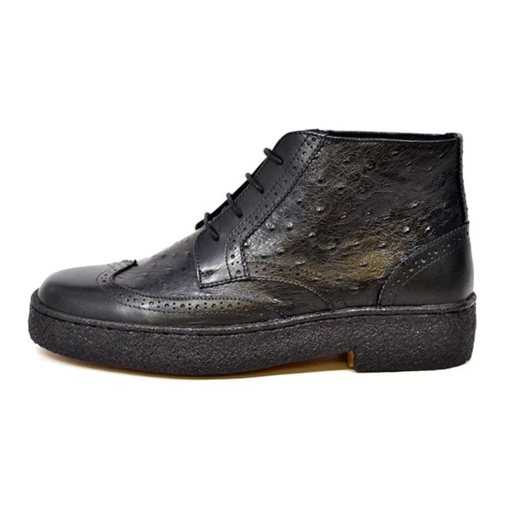 British Walkers Playboy Wingtip Limited Men's Ostrich Leather High Top Boots