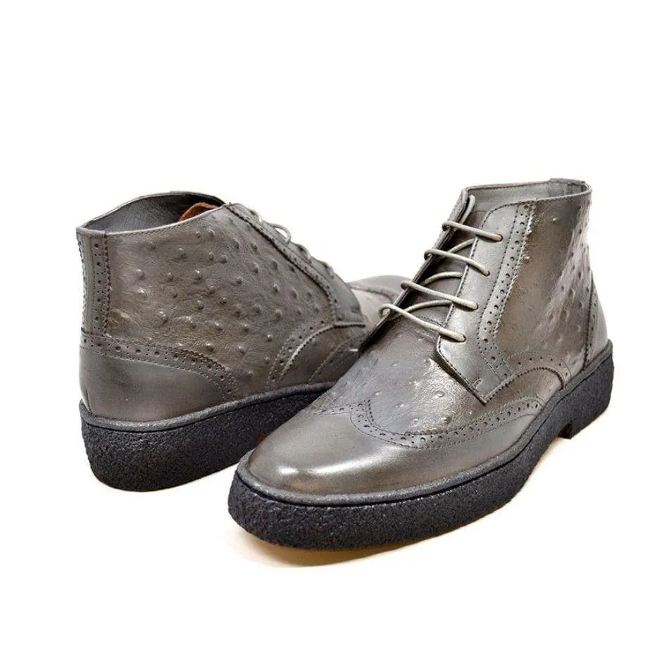 British Walkers Playboy Wingtip Limited Men's Ostrich Leather High Top Boots