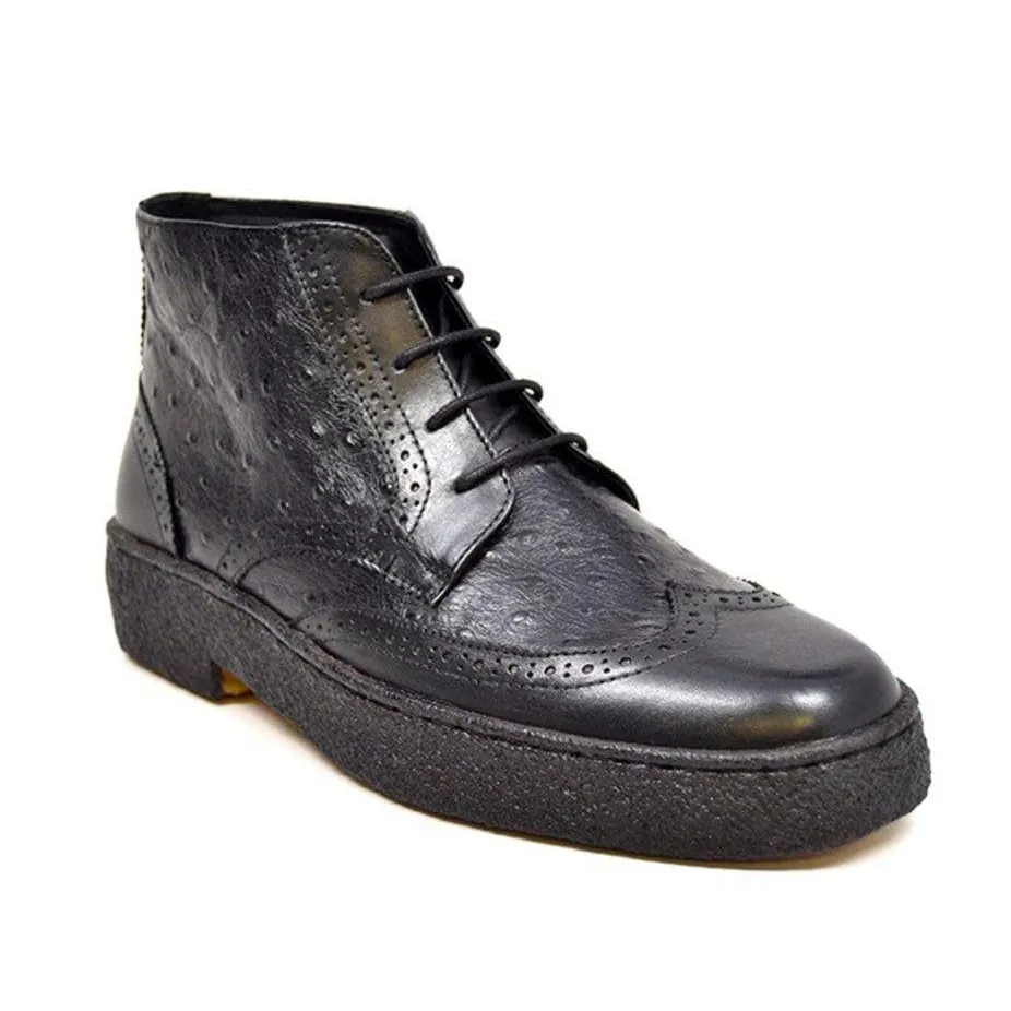 British Walkers Playboy Wingtip Limited Men's Ostrich Leather High Top Boots