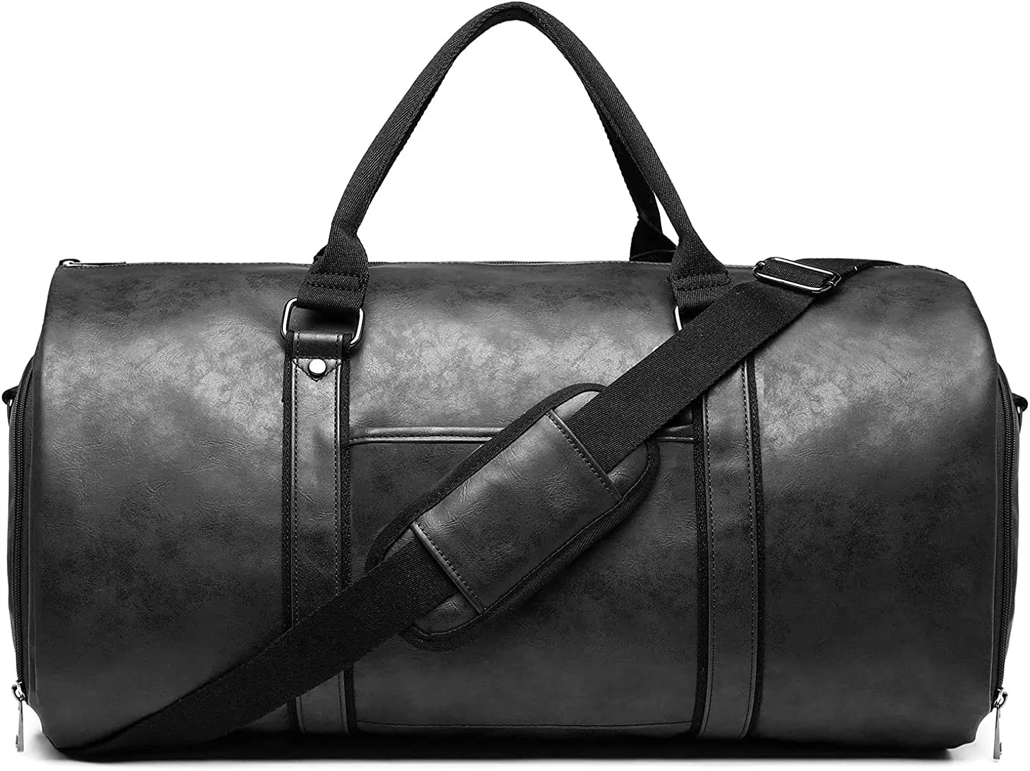 Carry on Garment Duffle Bag, Vegan Leather Weekend Bag with Shoes Compartment, Hanging On Clothes Bag