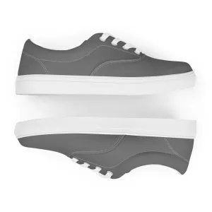 Charcoal Grey Men's Low Tops, Solid Charcoal Grey Color Best Designer Men’s Lace-up Canvas Shoes (US Size: 5-13)