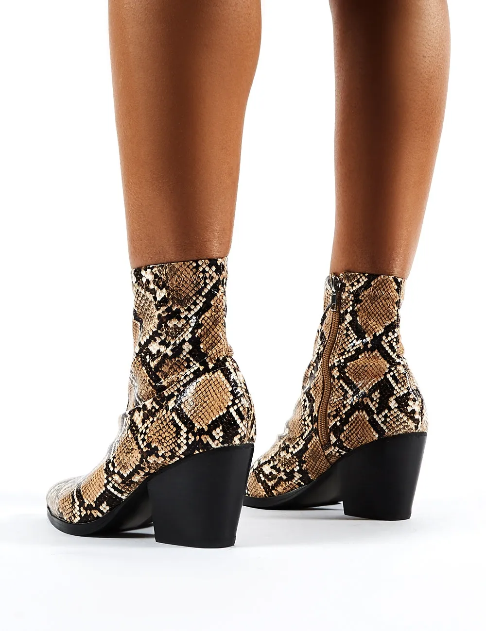 Charlie Snake Western Heeled Ankle Boots