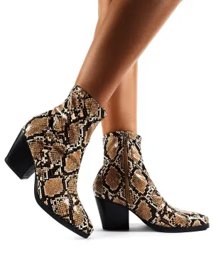 Charlie Snake Western Heeled Ankle Boots