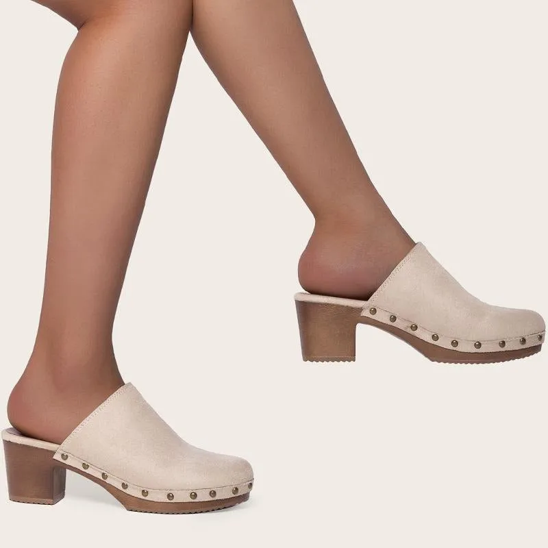 Chunky Heeled Mule Clogs Pumps