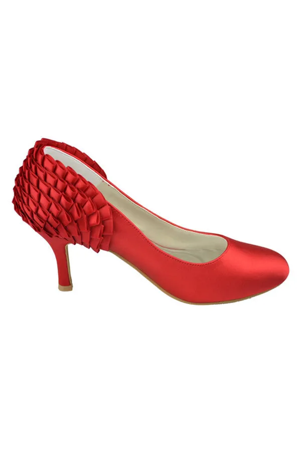 Close Toe Simple Handmade Comfy Cheap Red Wedding Shoe S91