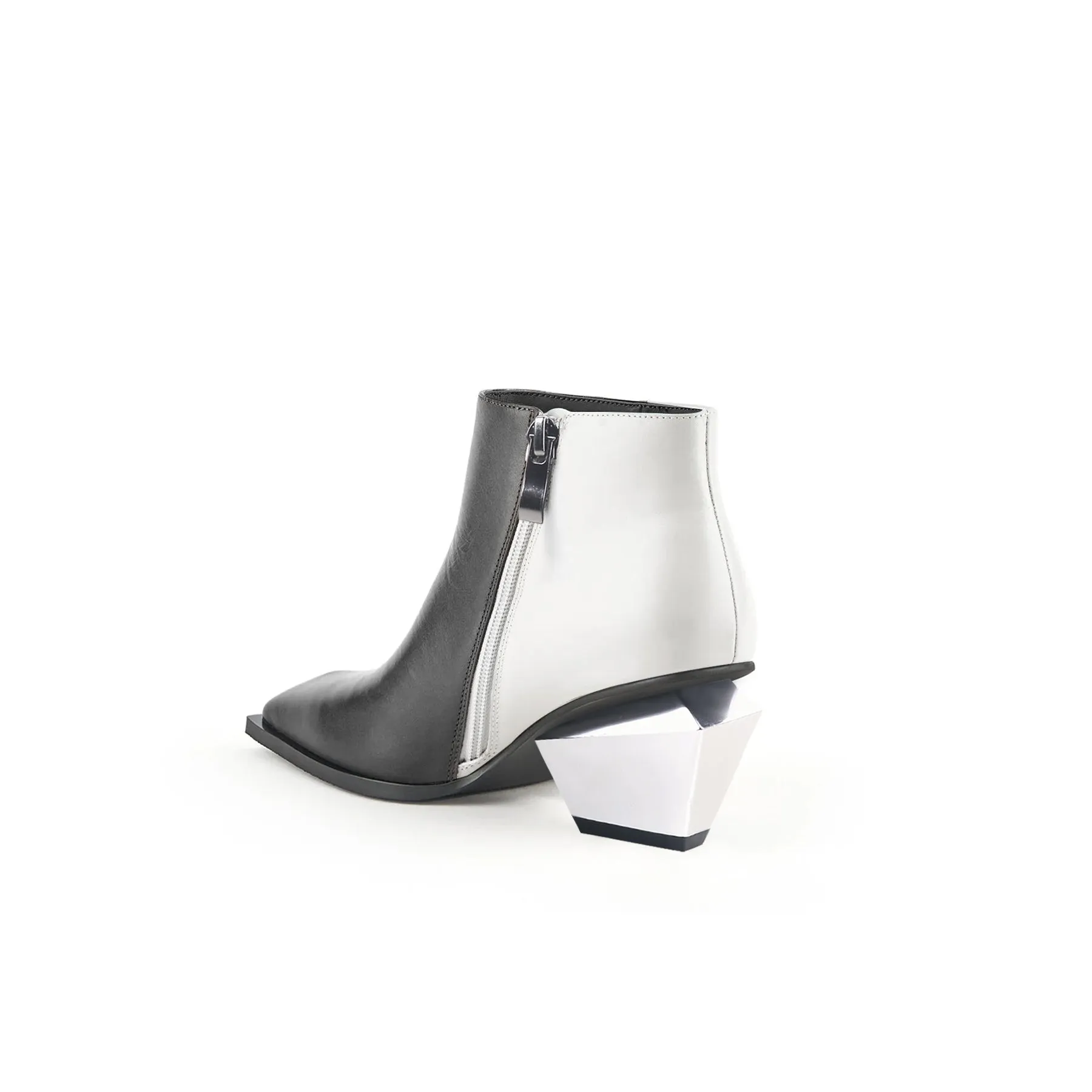 Color Block Low Ankle Leather Boots