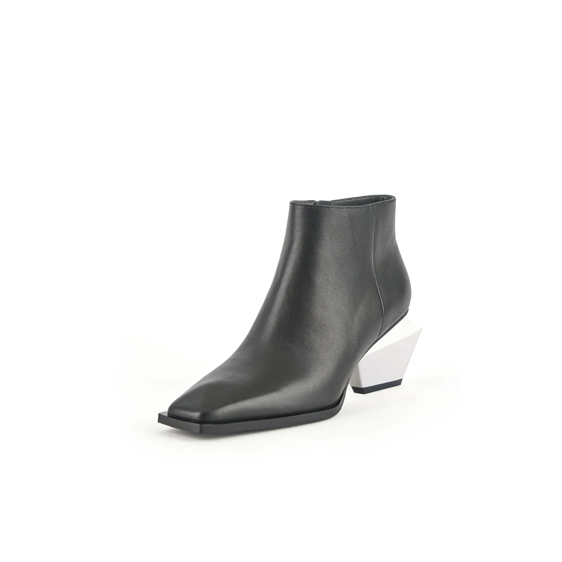 Color Block Low Ankle Leather Boots