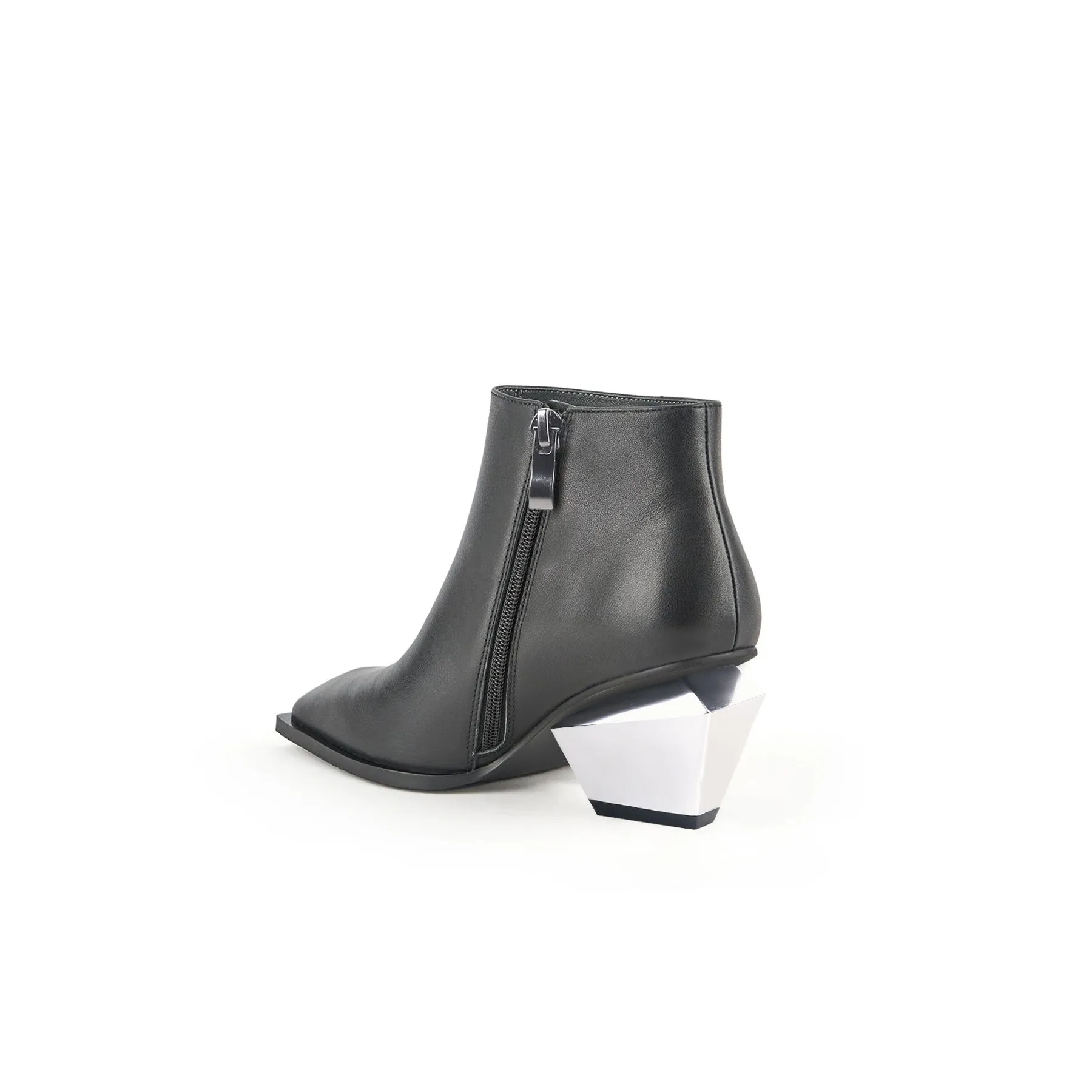 Color Block Low Ankle Leather Boots