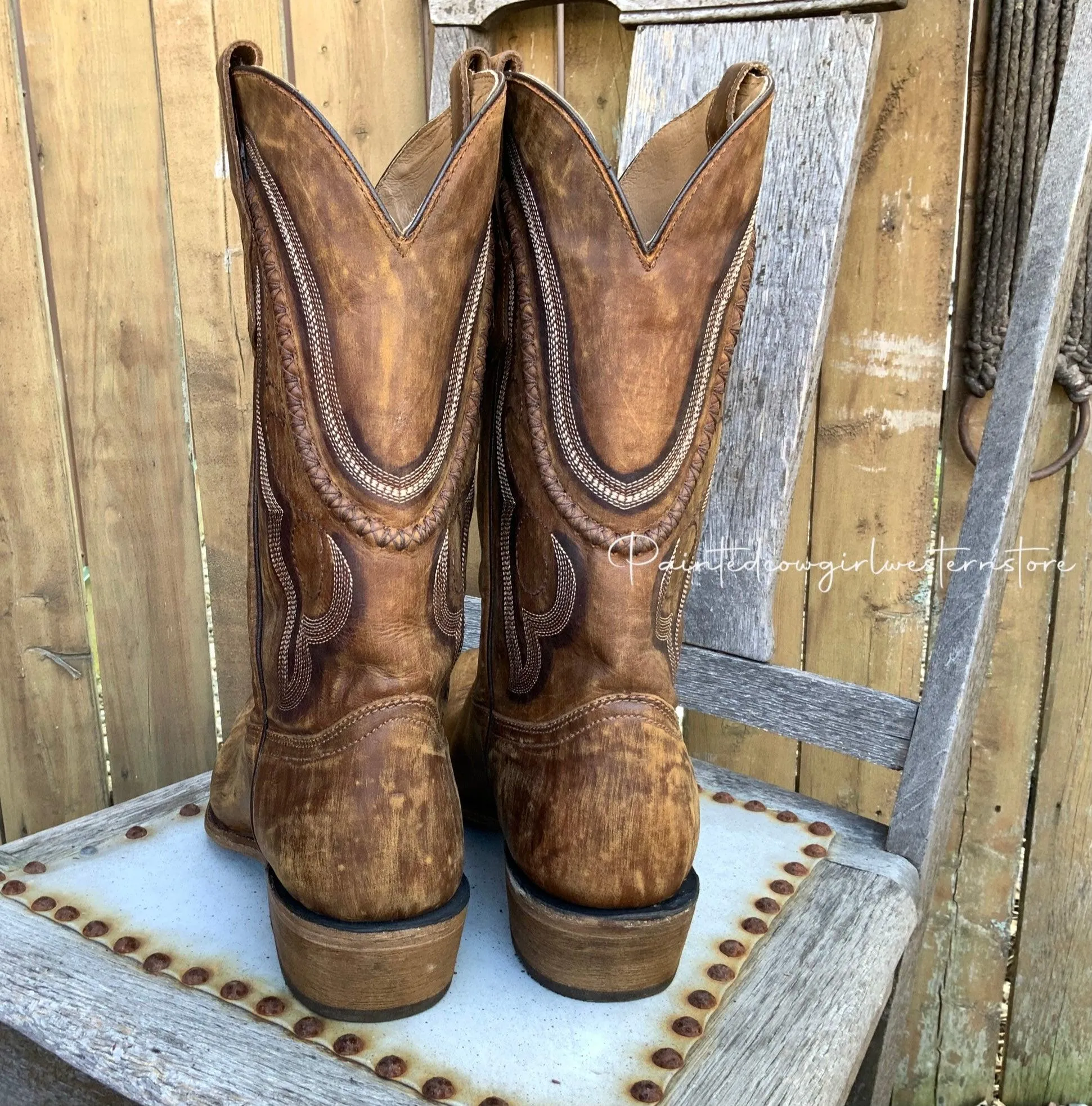 Corral Men's Distressed Brown Narrow Square Toe Cowboy Boots A3479