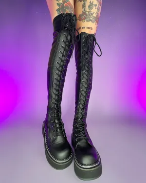 Demonia Emily Black Thigh-High Boots