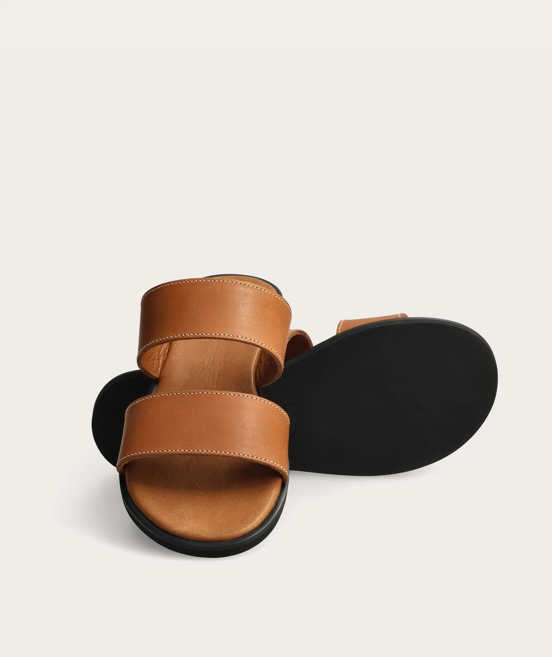 Double Strap Slide - Tan