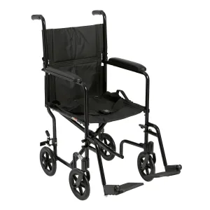 Drive Medical atc17-bk Lightweight Transport Wheelchair, 17" Seat, Black