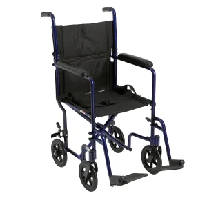 Drive Medical atc17-bl Lightweight Transport Wheelchair, 17" Seat, Blue