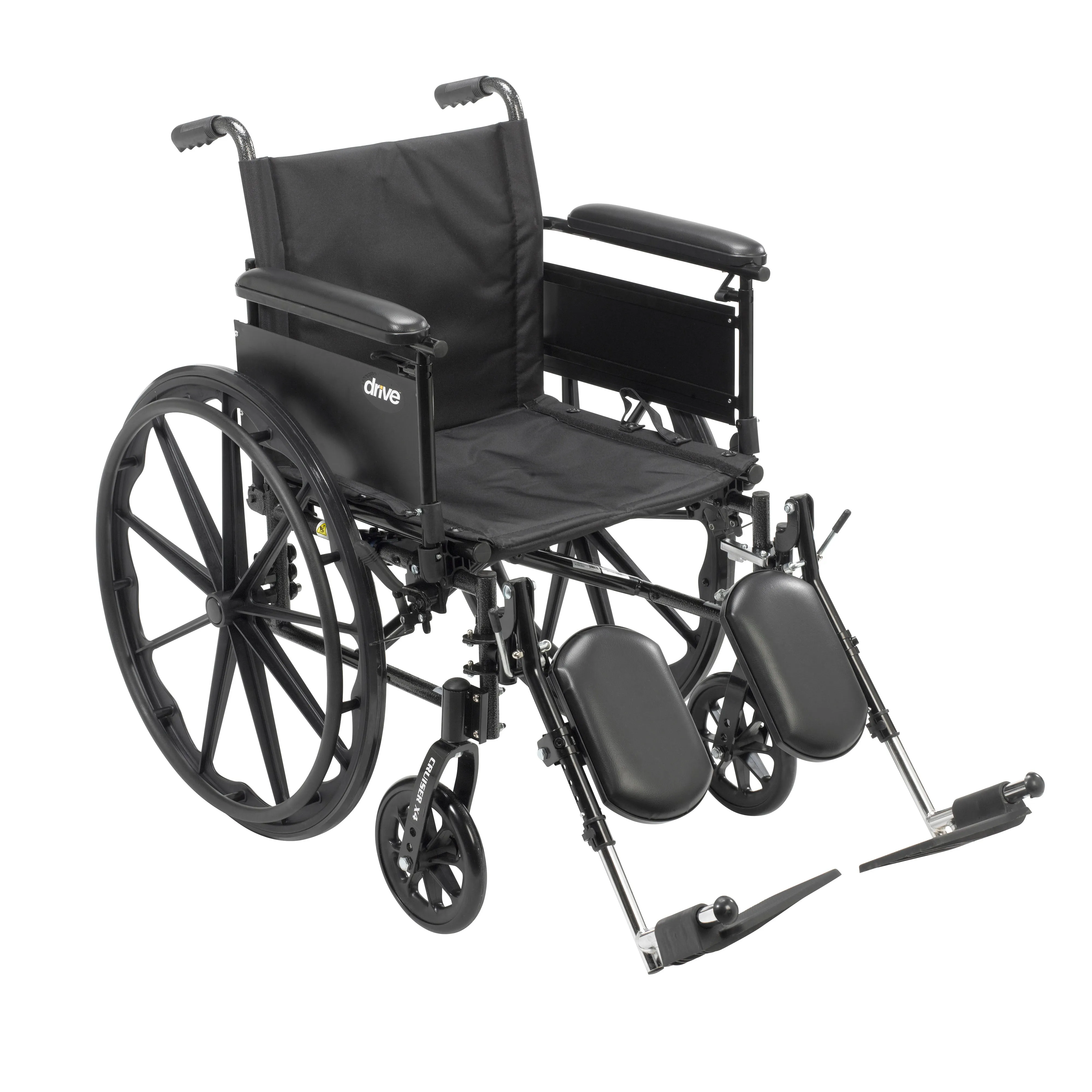 Drive Medical cx416adfa-elr Cruiser X4 Lightweight Dual Axle Wheelchair with Adjustable Detachable Arms, Full Arms, Elevating Leg Rests, 16" Seat