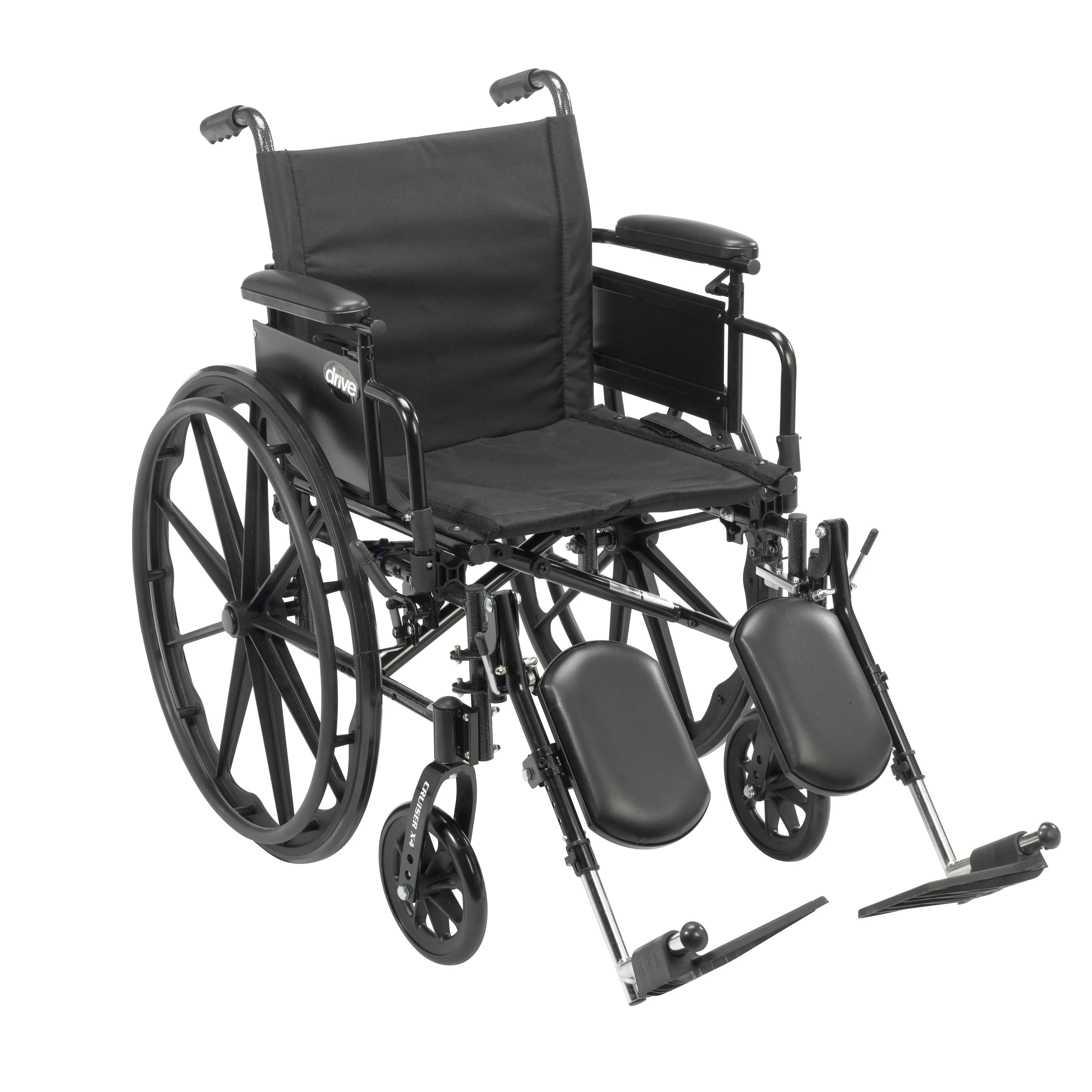 Drive Medical cx418adda-elr Cruiser X4 Lightweight Dual Axle Wheelchair with Adjustable Detachable Arms, Desk Arms, Elevating Leg Rests, 18" Seat