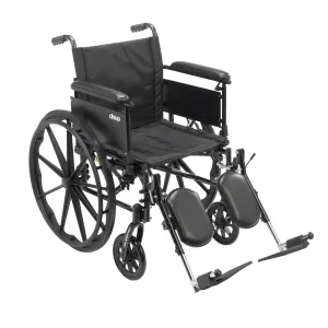 Drive Medical cx418adfa-elr Cruiser X4 Lightweight Dual Axle Wheelchair with Adjustable Detachable Arms, Full Arms, Elevating Leg Rests, 18" Seat