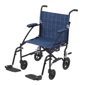 Drive Medical dfl19-bl Fly Lite Ultra Lightweight Transport Wheelchair, Blue