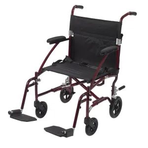 Drive Medical dfl19-rd Fly Lite Ultra Lightweight Transport Wheelchair, Burgundy