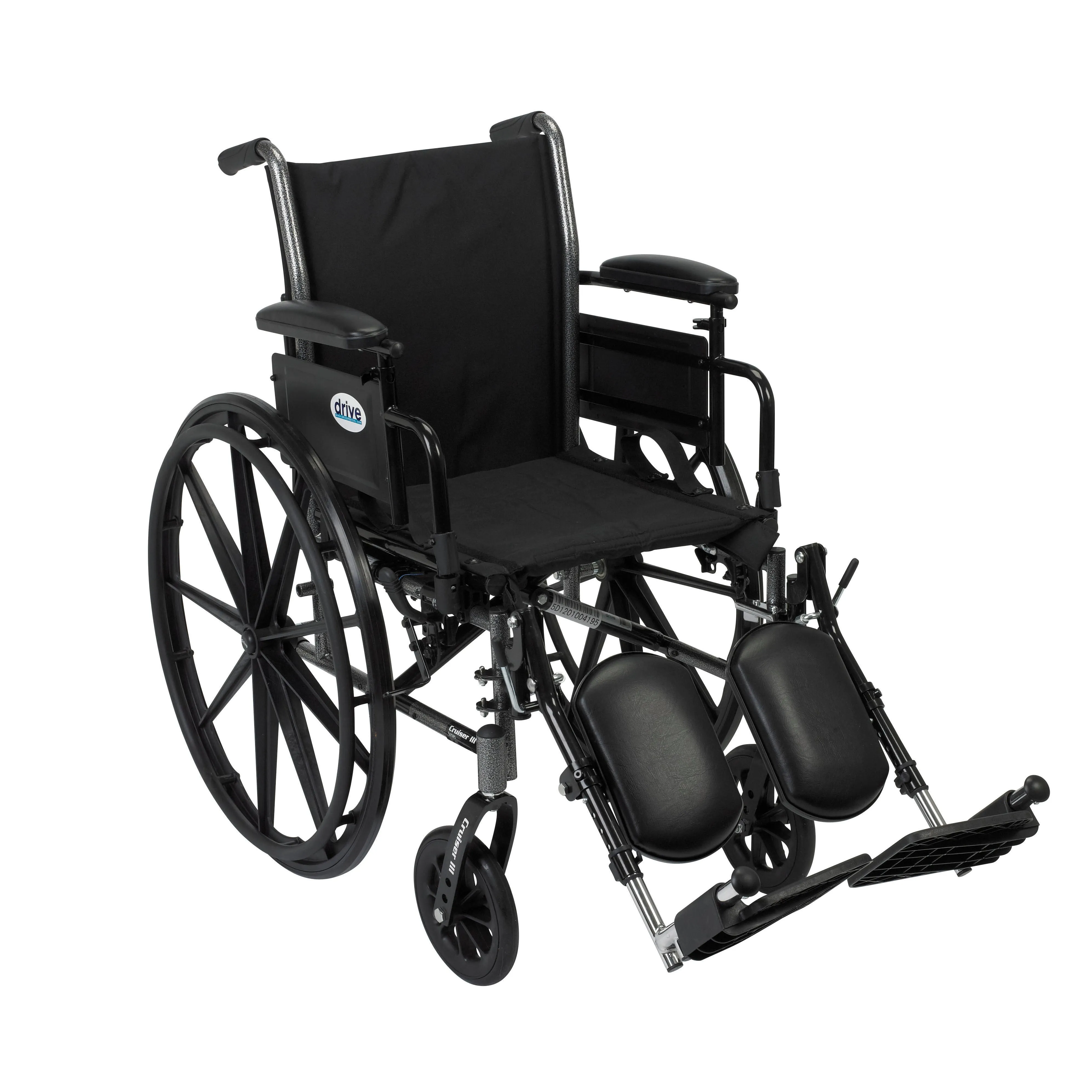 Drive Medical k316adda-elr Cruiser III Light Weight Wheelchair with Flip Back Removable Arms, Adjustable Height Desk Arms, Elevating Leg Rests, 16"