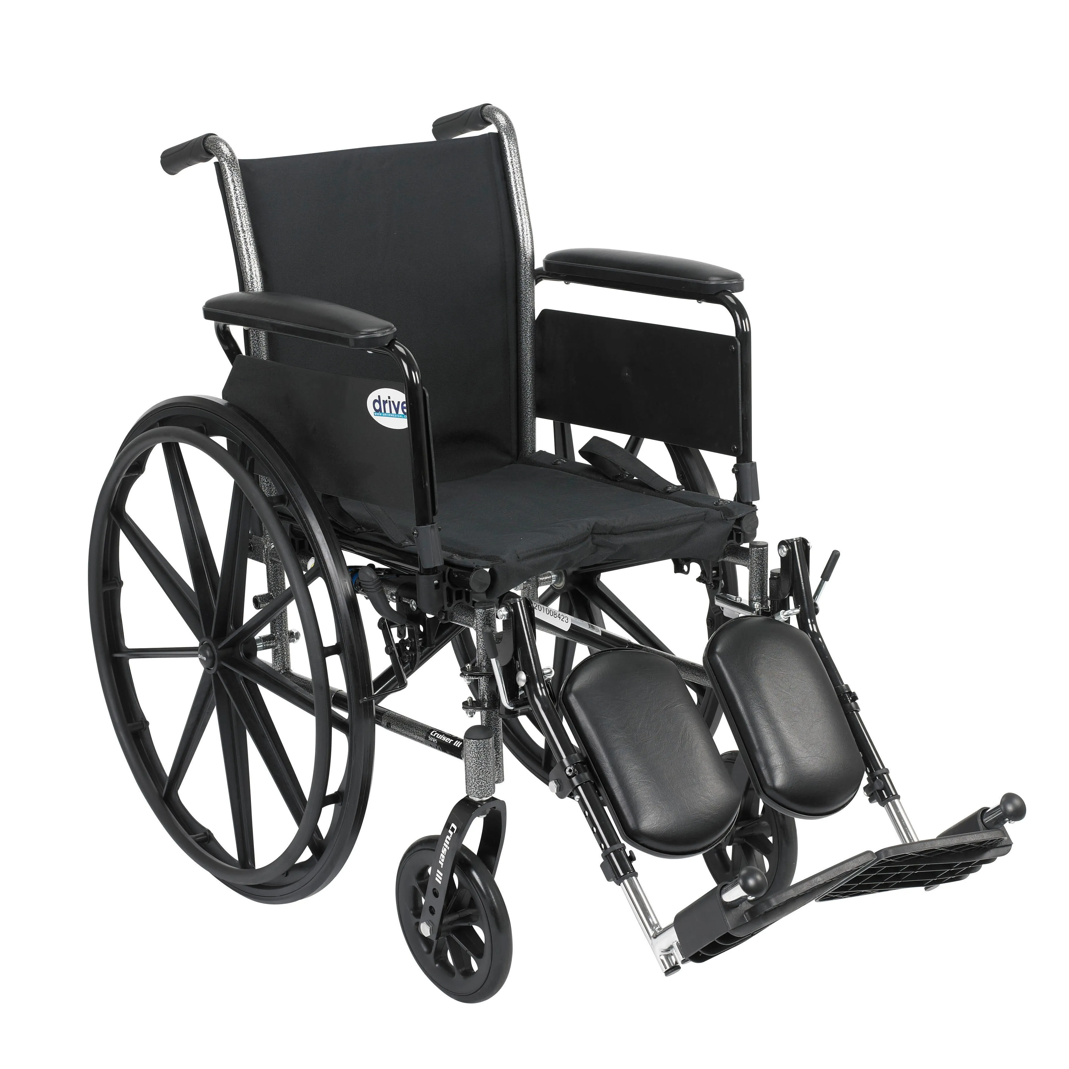 Drive Medical k316dfa-elr Cruiser III Light Weight Wheelchair with Flip Back Removable Arms, Full Arms, Elevating Leg Rests, 16" Seat