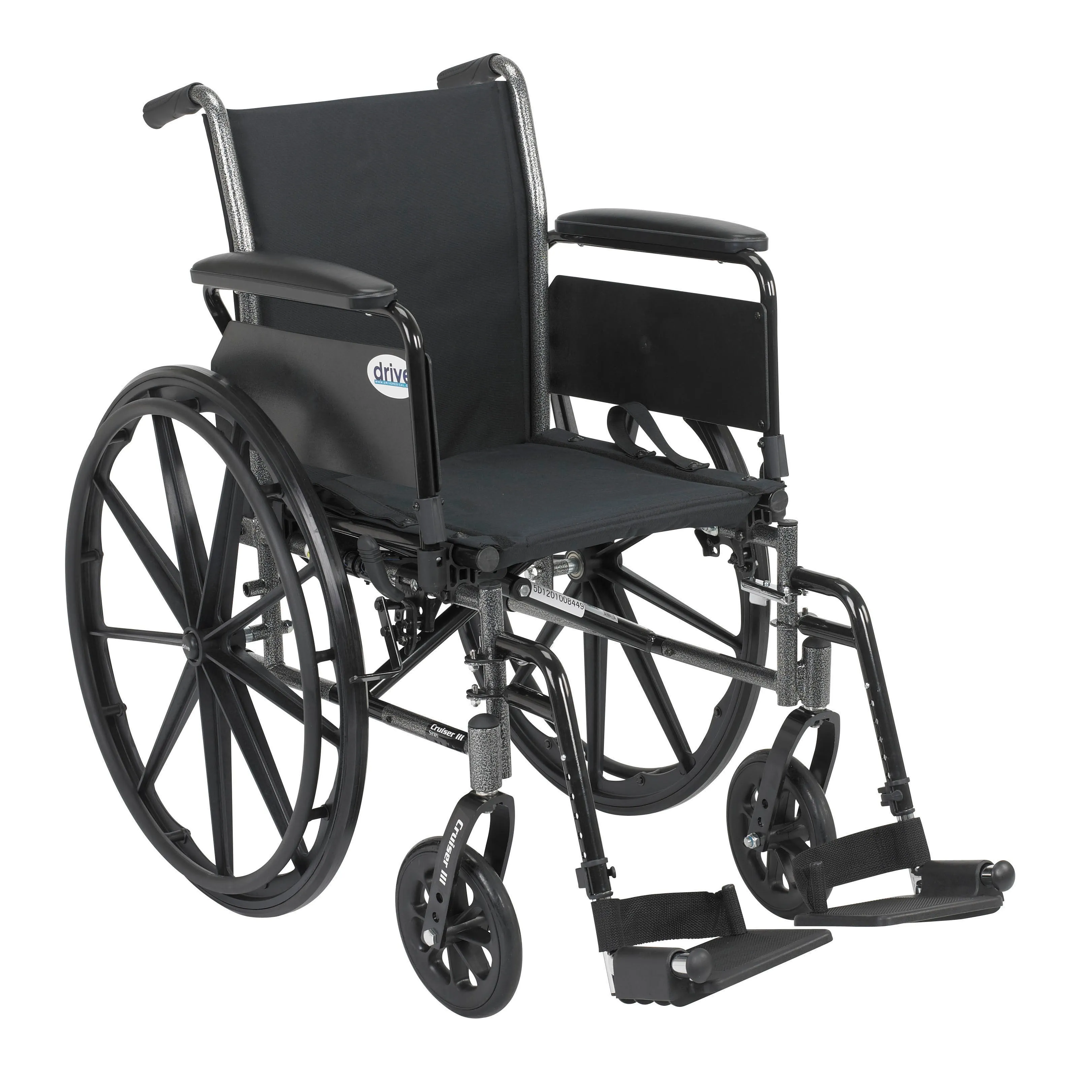 Drive Medical k316dfa-sf Cruiser III Light Weight Wheelchair with Flip Back Removable Arms, Full Arms, Swing away Footrests, 16" Seat