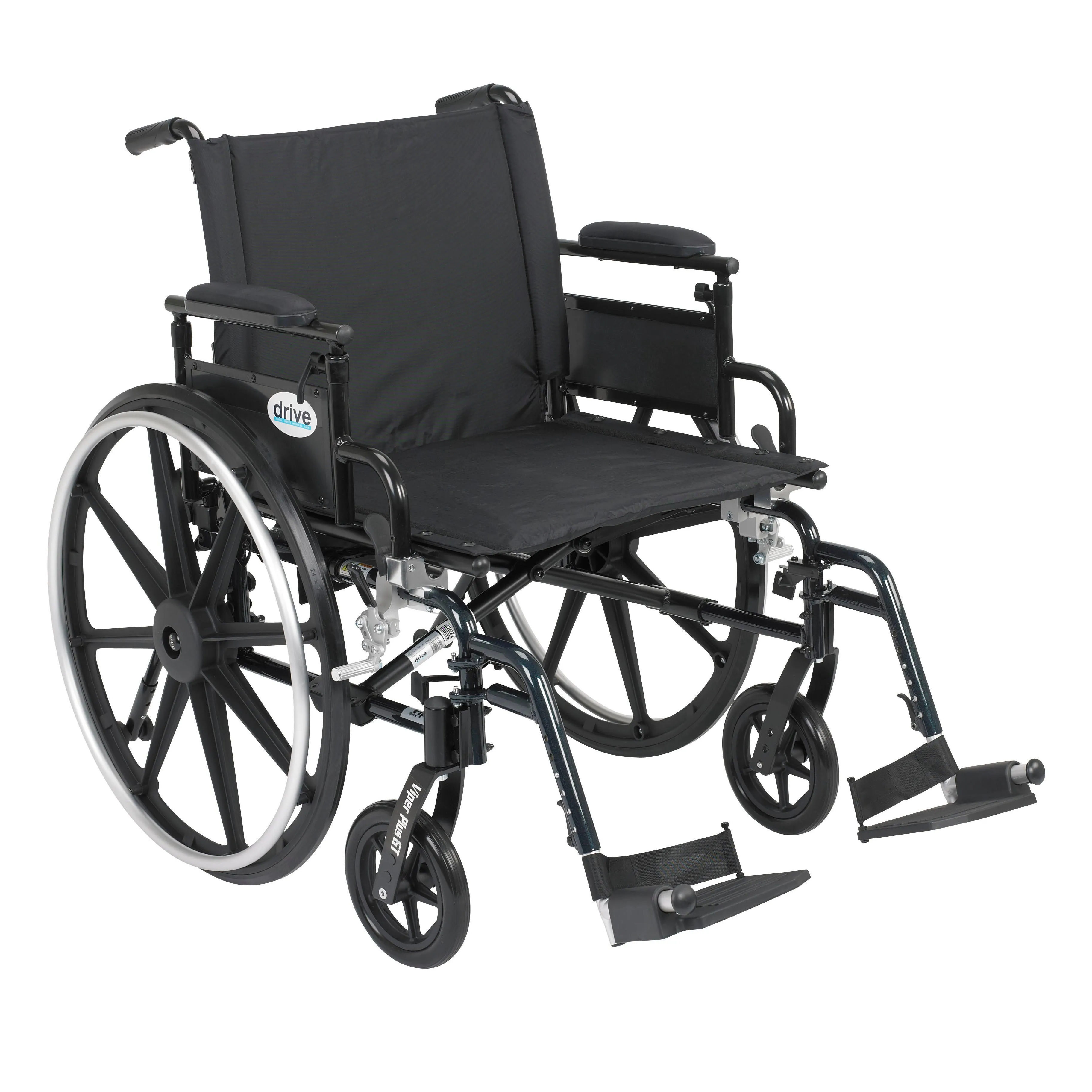 Drive Medical pla422fbdaar-sf Viper Plus GT Wheelchair with Flip Back Removable Adjustable Desk Arms, Swing away Footrests, 22" Seat