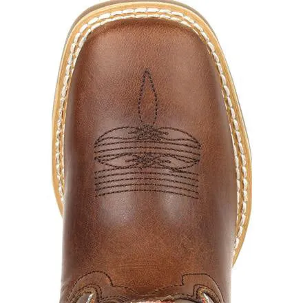 Durango Youth Brown and Orange Chevron Square Toe Boot