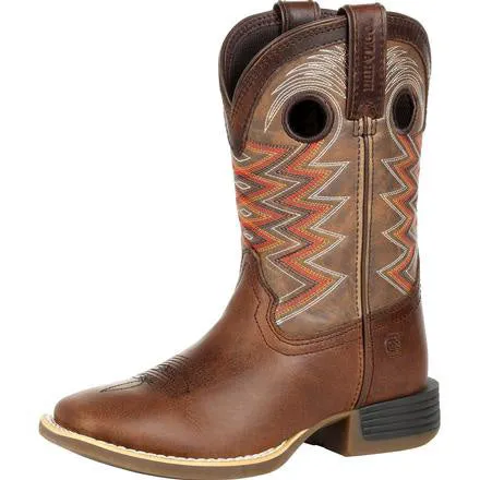 Durango Youth Brown and Orange Chevron Square Toe Boot