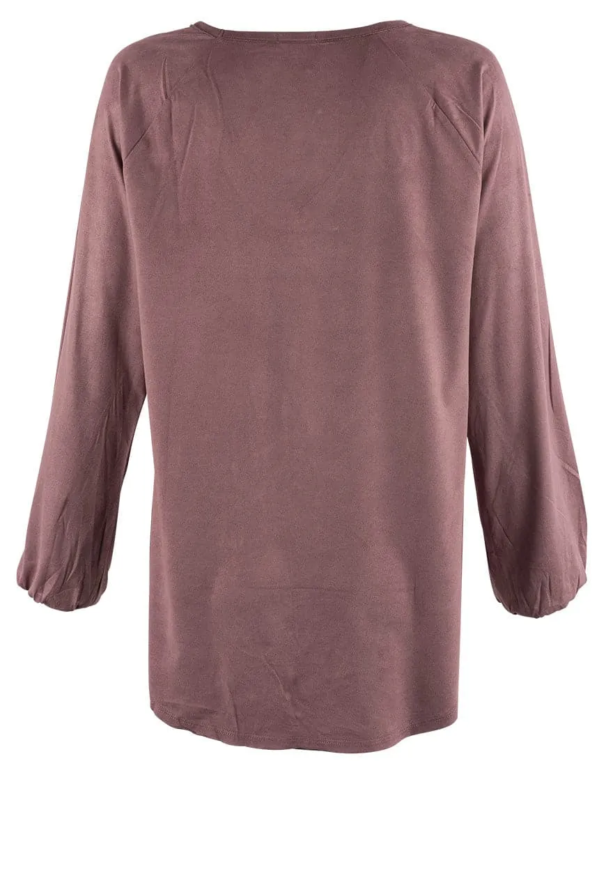 Dylan Luxe Suede V-Neck - Berry Blush